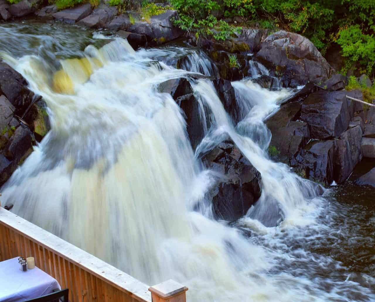 Overlooking the falls at the Wakefield Mill Inn, Wakefield, Quebec