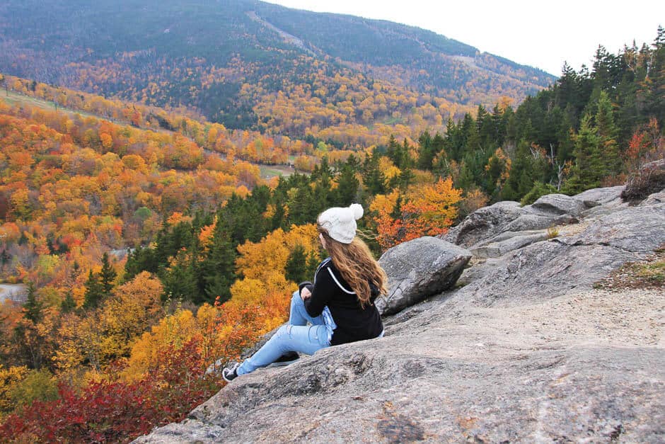 Autumn view in the White Mountains on a New Hampshire road trip