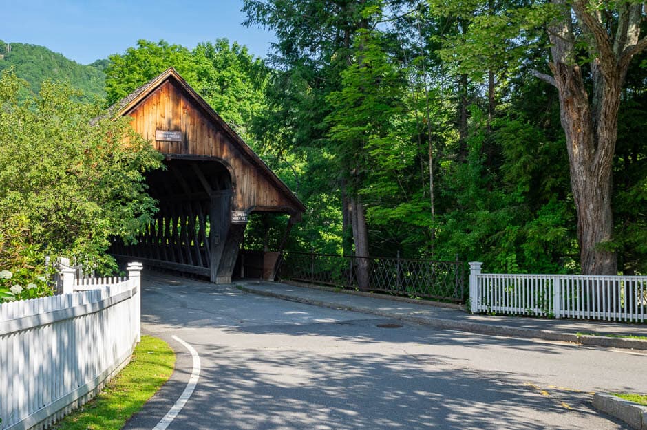 Covered bridge in Woodstock, Vermont on a New England road trip