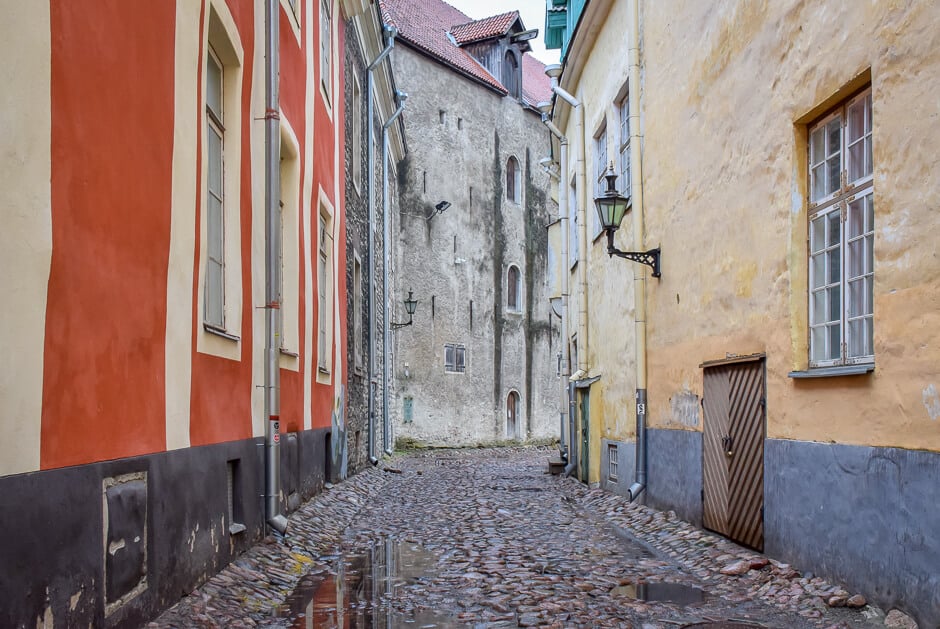 A medieval looking alley in Tallinn Estonia