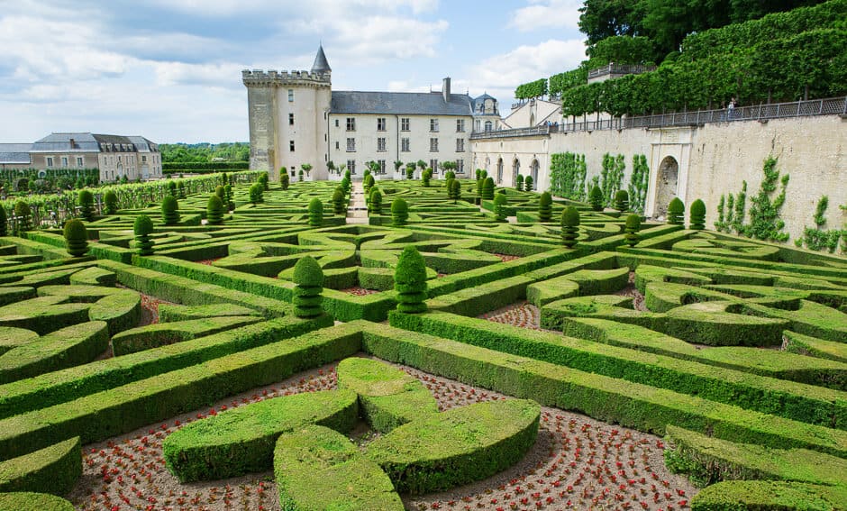 Geometric garden of hedges at one of the castles in the Loire Valley