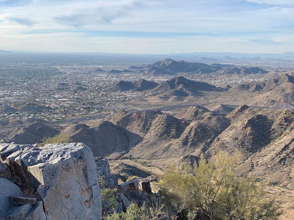 A view down to the hills of Phoenix Arizona